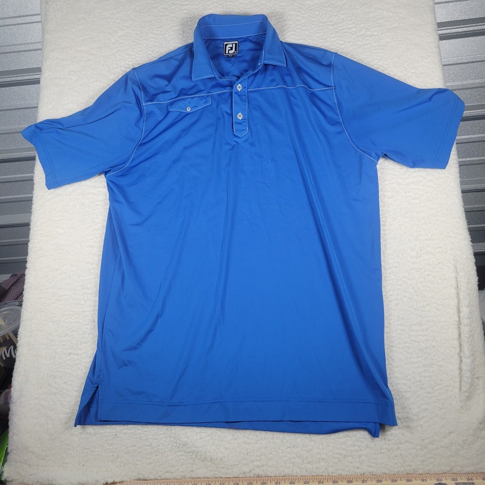 FootJoy Polo Shirt Men XL Blue Athletic Fit Contrast Stitch Short Sleeve 91746